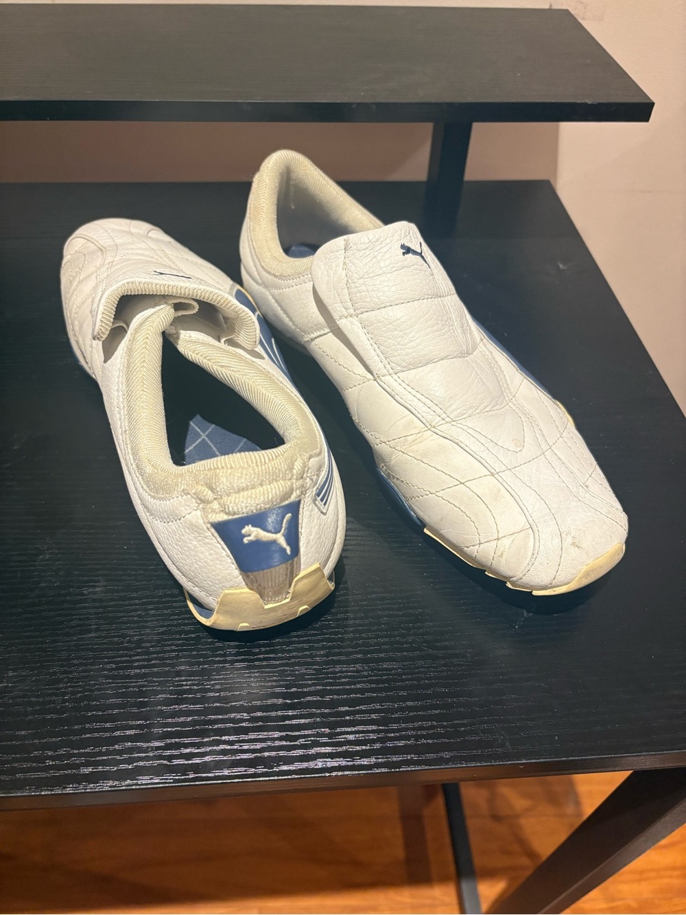 Puma Men’s White Slip-On Quilted Sneakers with Blue Accents